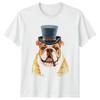 Funny Bulldog Top Hat Tee; Cigar Dog Lover Graphic; Men’s Humor Unisex T-Shirt