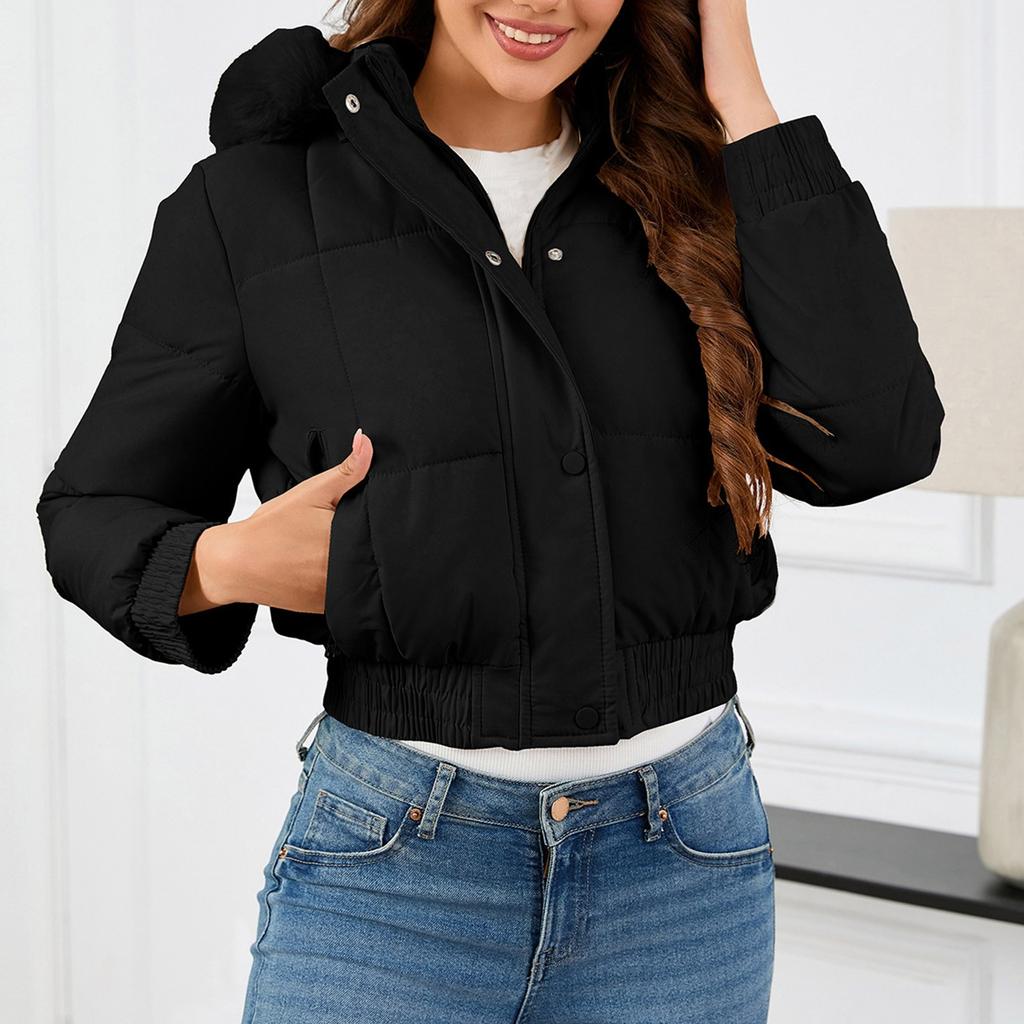 Women's Short Winter Warm Cotton Jacket Single Breasted Zipper Jacket