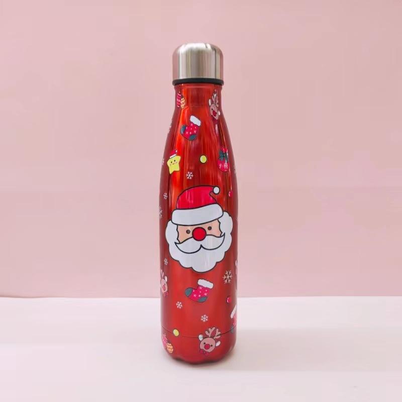 

500 мл большой емкости из нержавеющей стали 304 изоляционная чашка для хранения на открытом воздухе рождественская мультяшная бутылка для воды вино красного