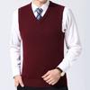 Chaleco de Lana Tejido de Invierno Casual para Hombre de Color Sólido con Cuello en V sin Mangas Talla Grande