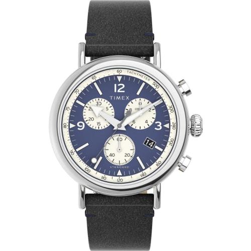 

TIMEX Standard Chronograph Watch, Standard Blue Dial, Stainless Steel, Mineral Glass, Quartz Movement, 41mm, Men s, Black, TW2V71100, Philippines