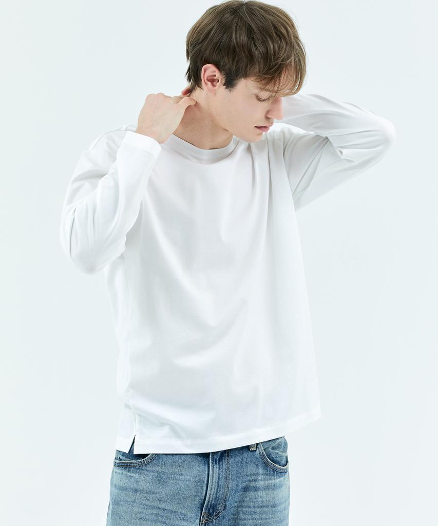 YJACK M_Signature Loose & Relaxed Fit Long Sleeve T-Shirt (180Gsm) Kmjt002L (B Type)