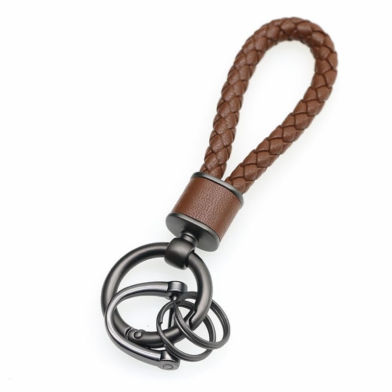 Rockyu Keychain, Men's, Women's, Braided Leather, Car Key Ring, Simple, Stylish, Lightweight, Durable, Gift,