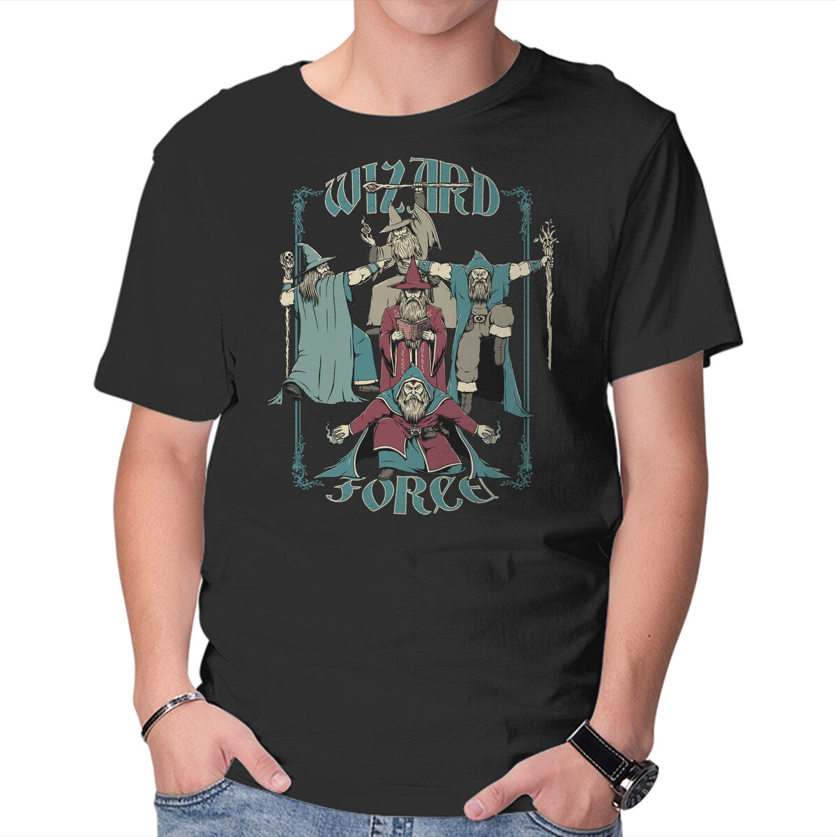 Unisex Crew Neck T-Shirt Wizard Force Graphic Short Sleeve Casual Tee XL