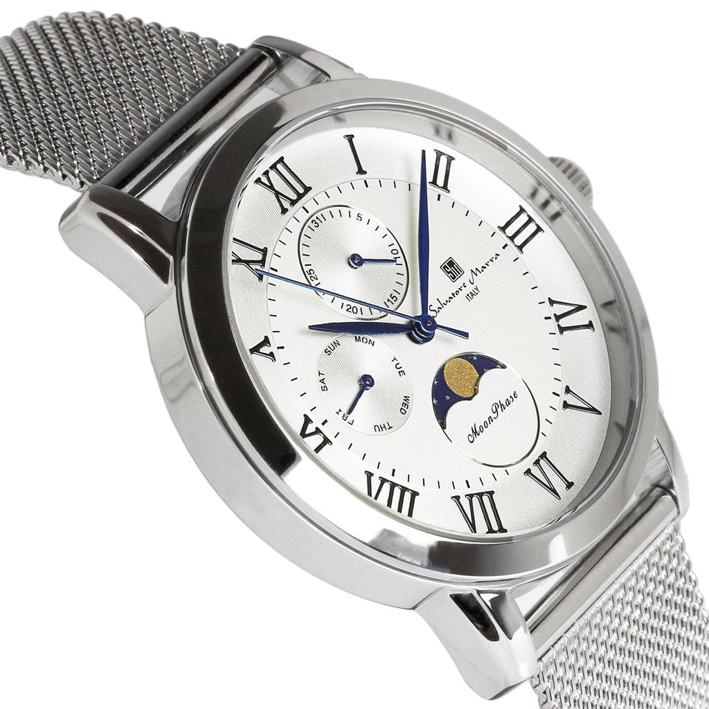 Moon 5 ATM Water Mesh Stainless Steel Limited [Salvatore Marra] Men's Watch, Phase, Multi-Calendar, Resistant, Business/Formal, Band, Edition,
