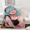 Throw Blanket Aesthetic Portable Home R18+Hatsune Travel Camping Miku Sofa Picnic Thick Warm Flannel Blanket