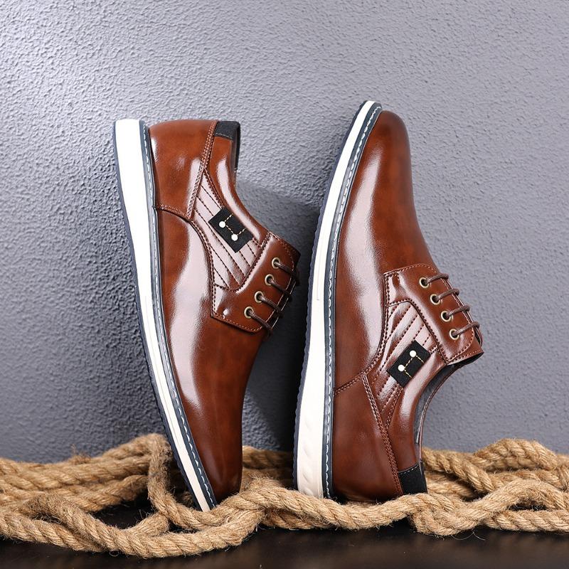 Fashion Men's Business Leather Shoes Brand Casual Dress Shoes Fashion Office Shoe Lace Up Oxford Flats New Sneakers Casual Leather Shoes