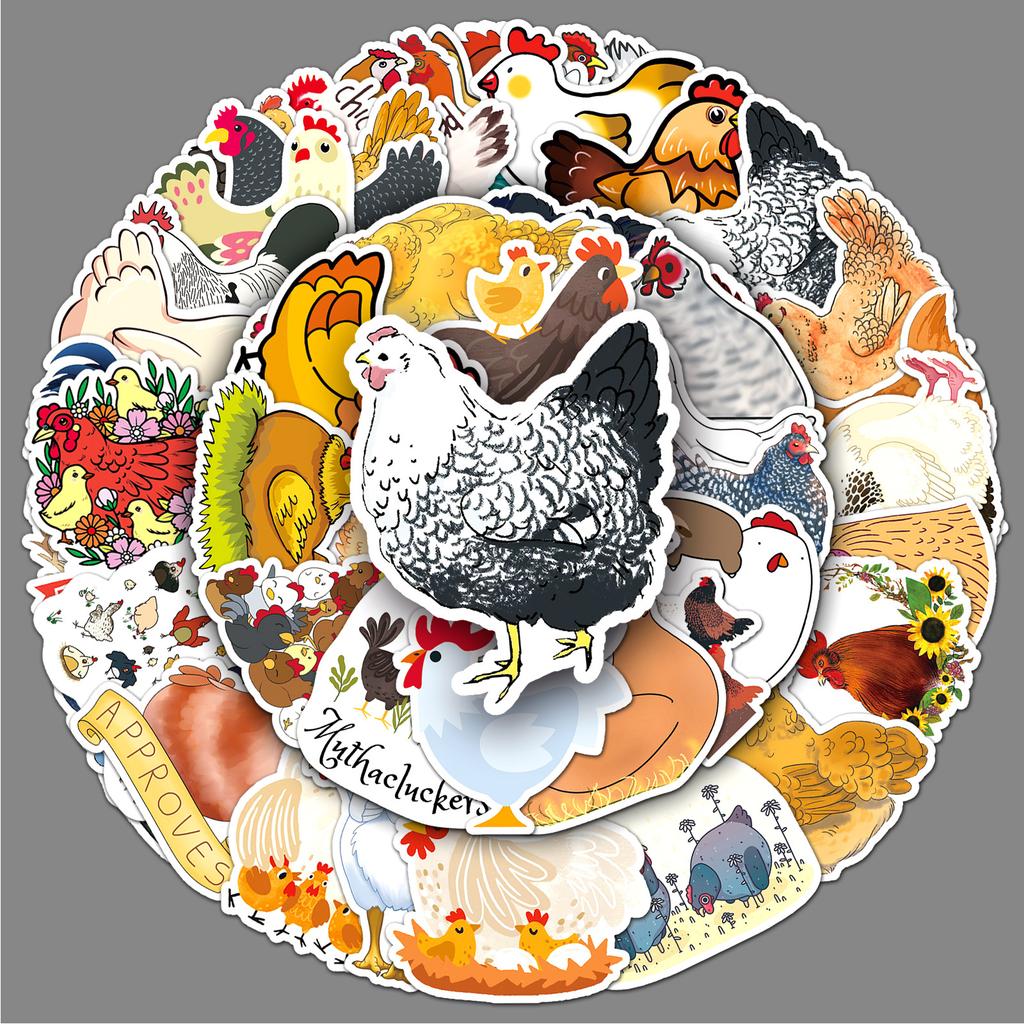 50 Chicken Doodle Personality Cartoon Animal Children DIY Skateboard Mobile Phone Case Suitcase Sticker Waterproof
