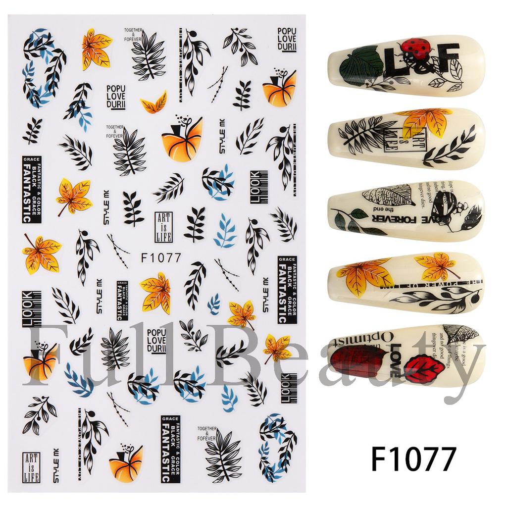 2pcs Autumn Flower Nail Stickers Y2K Butterfly Nail Supplies Nail Decals Cute Bee Fox Stickers For Nails Nail Art Decoration