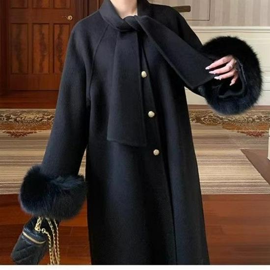 

2025 Winter Korean Style Mid-Length Woolen Coat – Double-Sided Plush, Fashionable, Warm Outerwear XL [141-165 lbs]