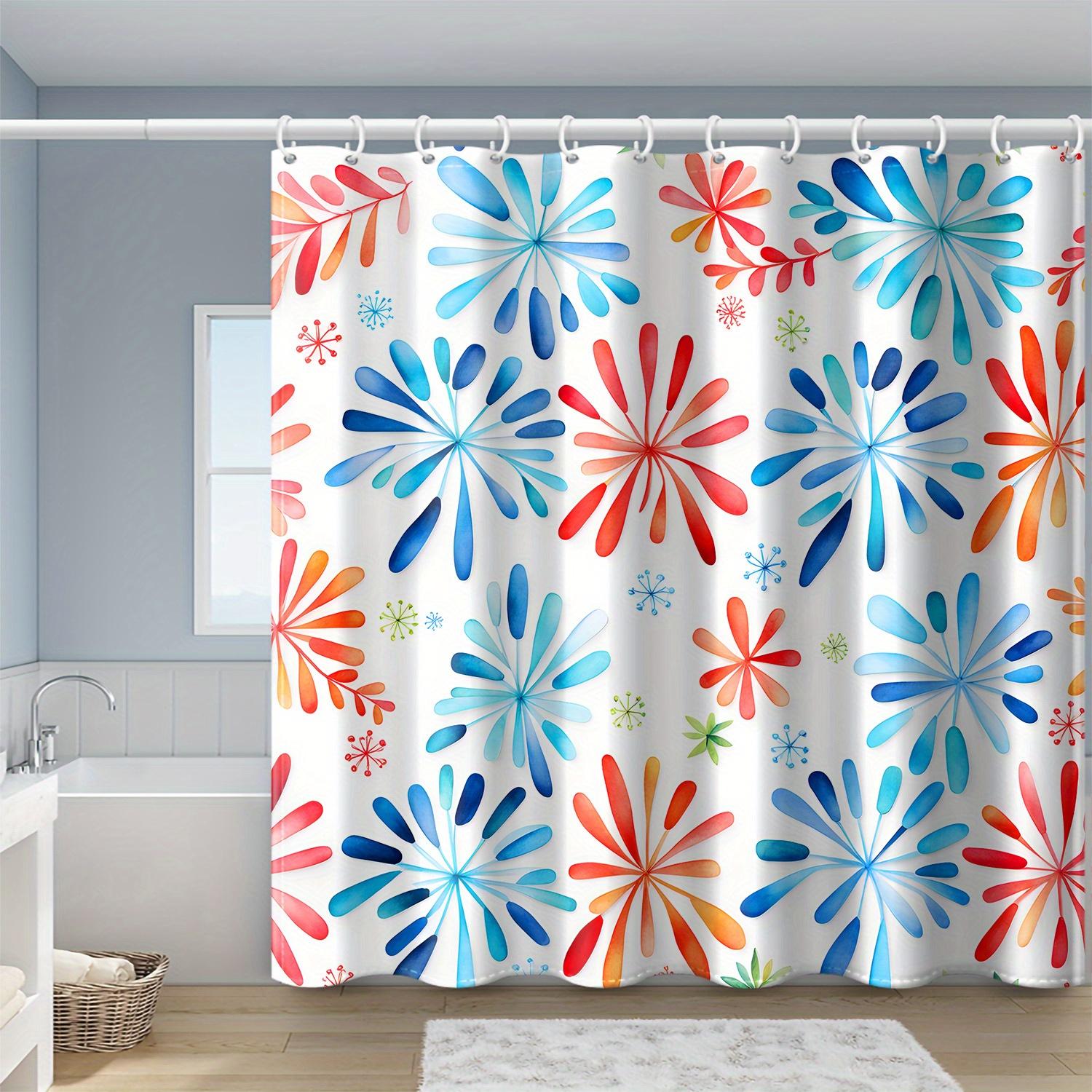 

Christmas Floral Curtain - Watercolor Print, Waterproof, 12 Hooks, 71In, All-Season W60H190(CM)-1 Pcs