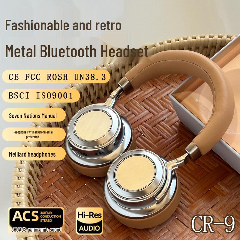 Retro Style Bluetooth 6.0 Over-Ear Wireless Headset with Microphone for Sports Fashion