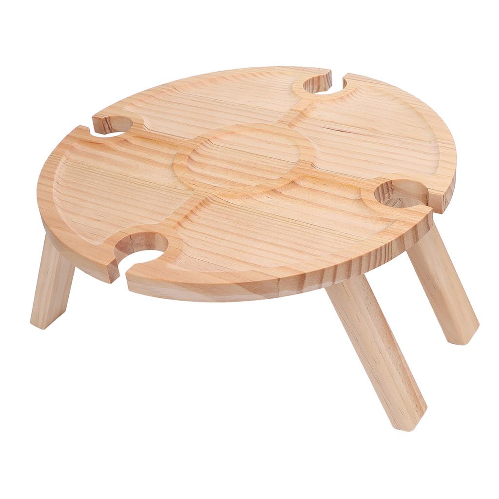 Portable Wine Picnic Table with 4 Wine Glasses Holder Lightweight Snack Tray Foldable Wine Tray for Party Camping Beach