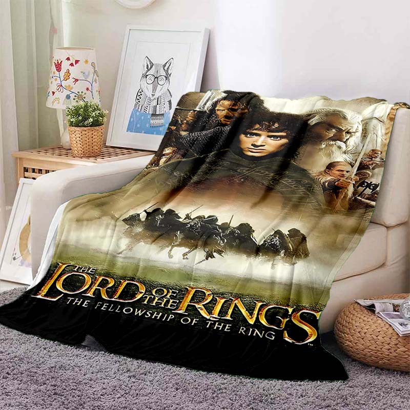 L-Lord of the Rings Movie Print Flannel Blanket Soft Warm Throw For Sofa Bedroom Home Decor Fantasy Film Fan Birthday Present