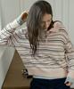 MIND BRIDGE WOMEN [W] Stripe Button Classic Collar Knit - 2 Colors