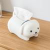 Decorative Little Dog Tissue Storage Box Figure Model Little White Dog Model Toy  Home Decoration