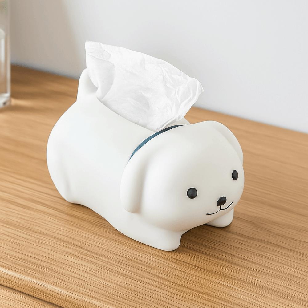 Decorative Little Dog Tissue Storage Box Figure Model Little White Dog Model Toy  Children/Kids
