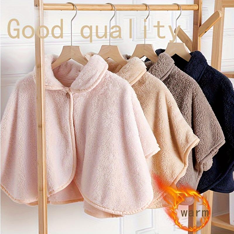 Chal Envolvente de Forro Polar de Poliéster Ultracálido Estilo Casual Color Sólido Poncho Capa Artesanía de Punto Cómodo Cortavientos Hogar Chal Cálido