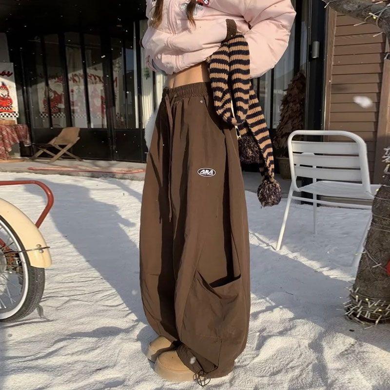 Oversized Cargo Parachute Pants Women Japanese Style  Wide Leg Joggers Hippie Baggy Vintage Sweatpants Trousers