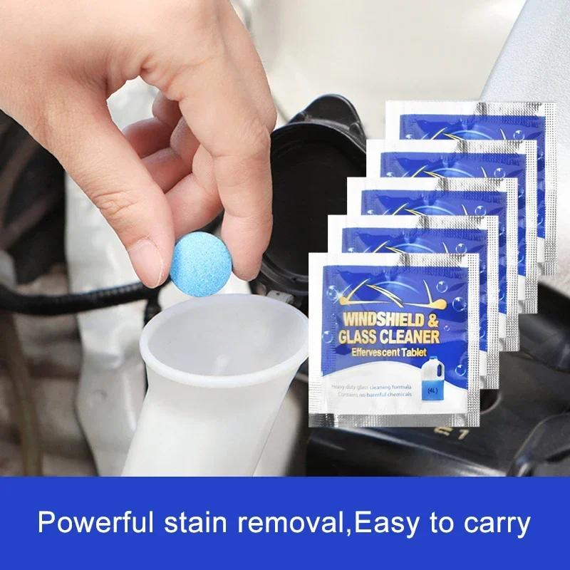 100/5pc Solid Cleaner Car Windshield Washer Fluid Concentrated Effervescen Tablets for Car Room Kitchen Window Glass Cleaning