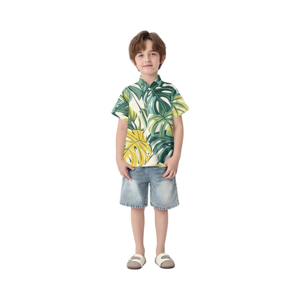 Family Matching Summer Outfits, Hawaiian Vacation Women Beach Dress, Girls Sundress, Men And Boys Button Down Shirt