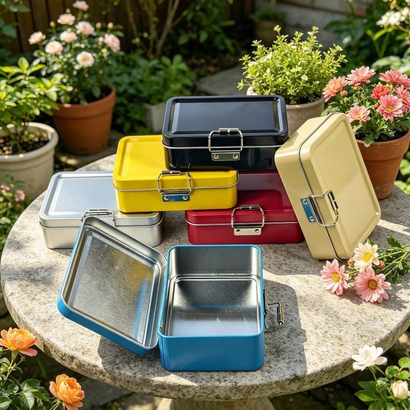 Flip Cover Buckle Metal Tin Box Solid Color Sealed Dustproof Storage Container for Small Fishing Accessories Craft DIY Materials