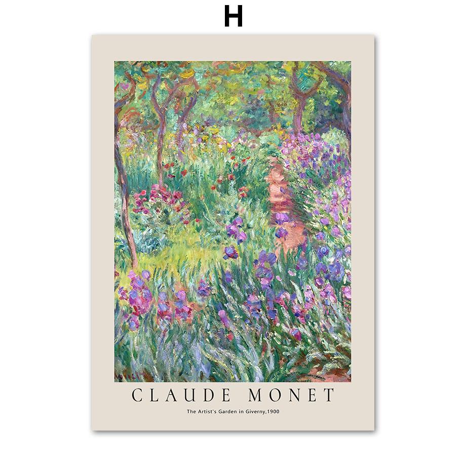 Claude Monet Abstract Retro Impressionist Wall Art, Canvas Nordic Posters and Prints, Wall Pictures for Living Room Decor