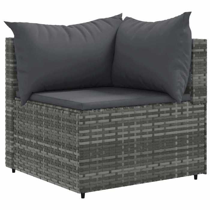 VidaXL Garden Lounge Set 7 Pcs with Cushions Grey Wicker, Outdoor Sofa Set, Garden Corner Sofa, 3308178