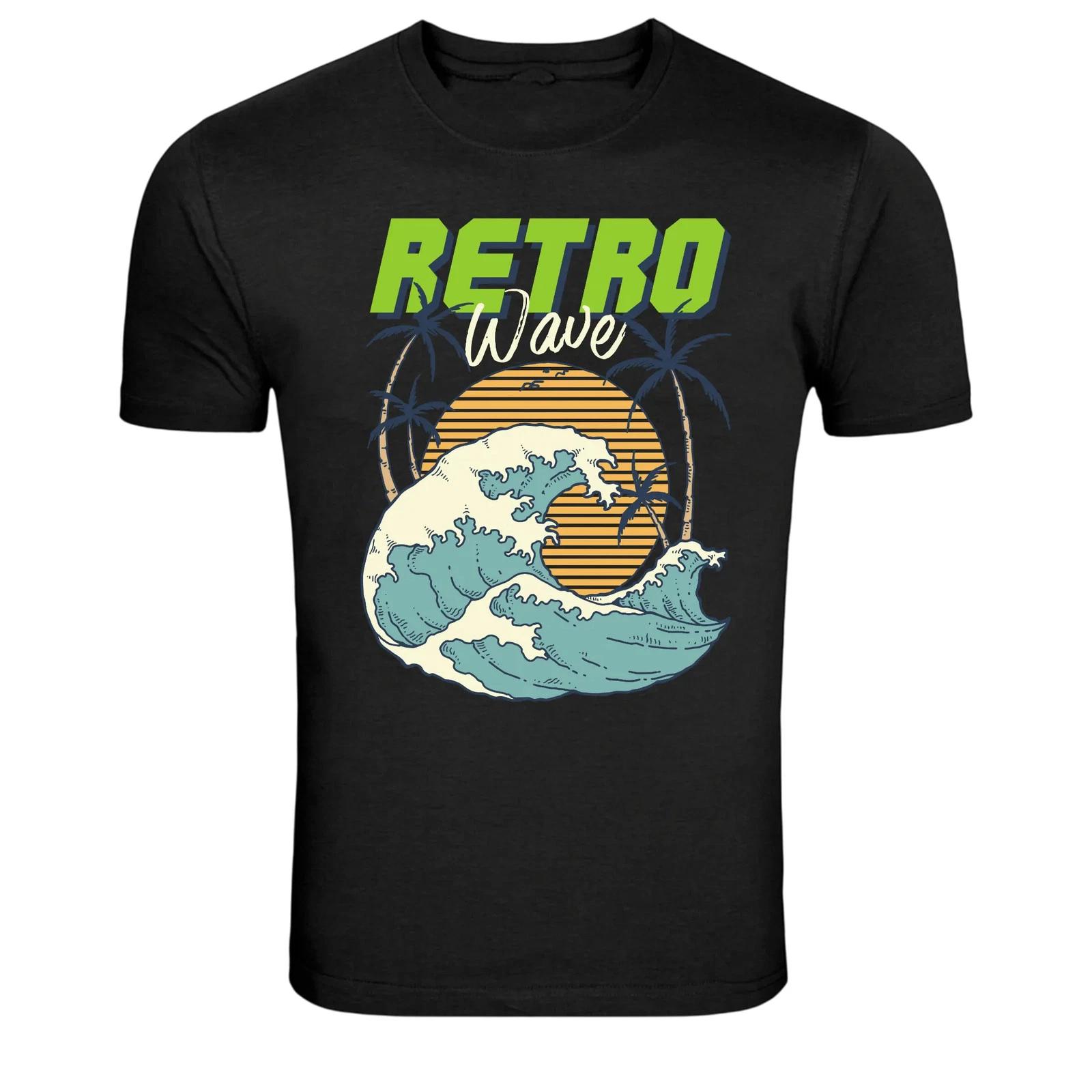 Retro Wave Ocean Surf Vintage Beach Sunset T-Shirt S