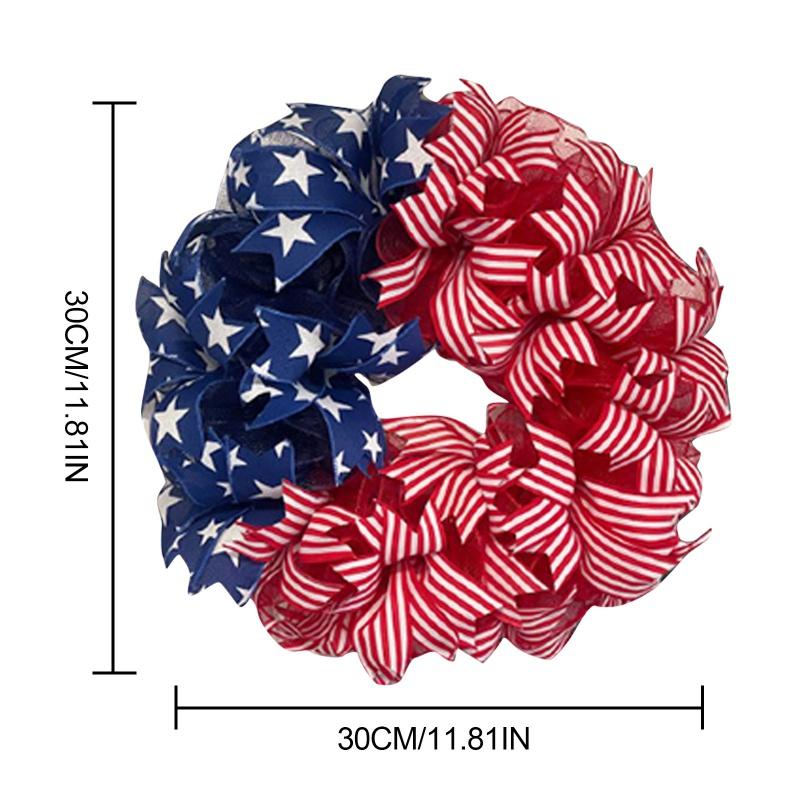 Independence Day Wreath 4th Of July Front Door Red White Blue Wreaths Patriotic Flag Garland for Front Door Window Wall Decor