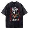 High Quality Yami Sukehiro Black Clover Manga 100% Cotton T-shirt for Men Short Sleeve Vintage Washed Clothing Male T Shirt