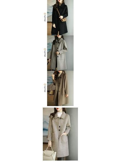 Damen Plus Size Wollmantel mit Revers - Winter 2025: Schmeichelhafter Mittellanger