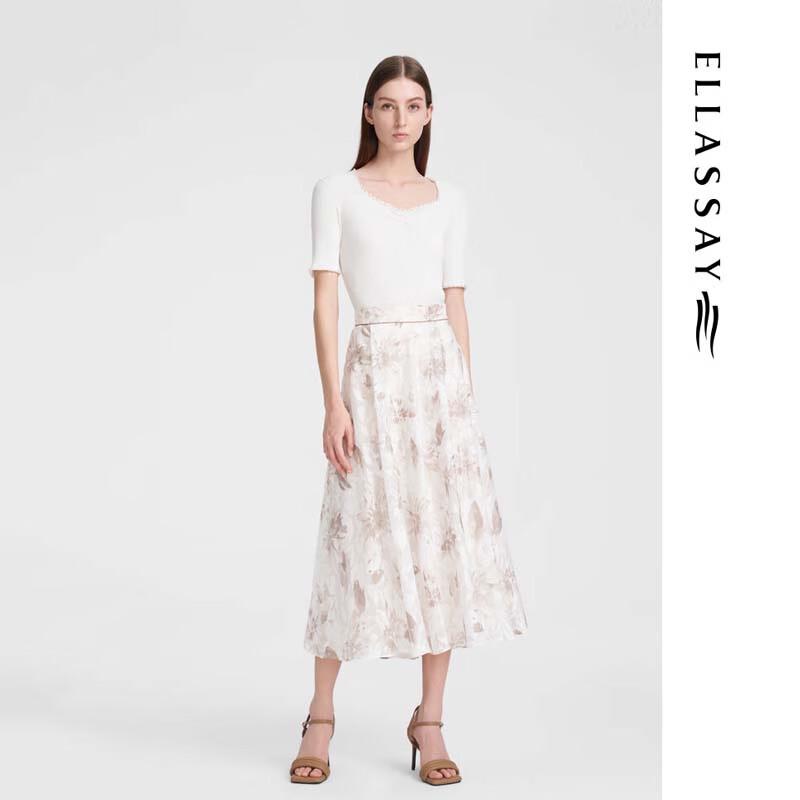 ELLASSAY Elegant Square Neck Short Sleeve Knit Top