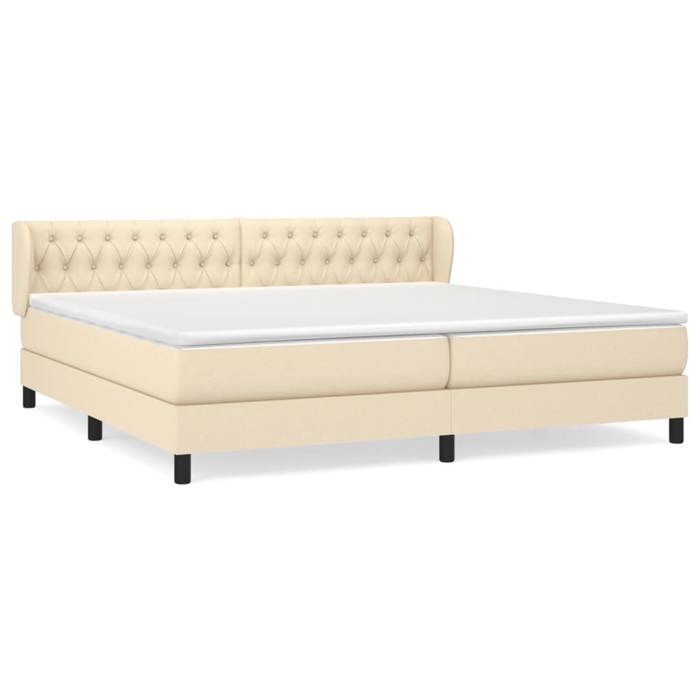 3126514 vidaXL Divan Bed with Mattress Cream 200x200 Cm Fabric
