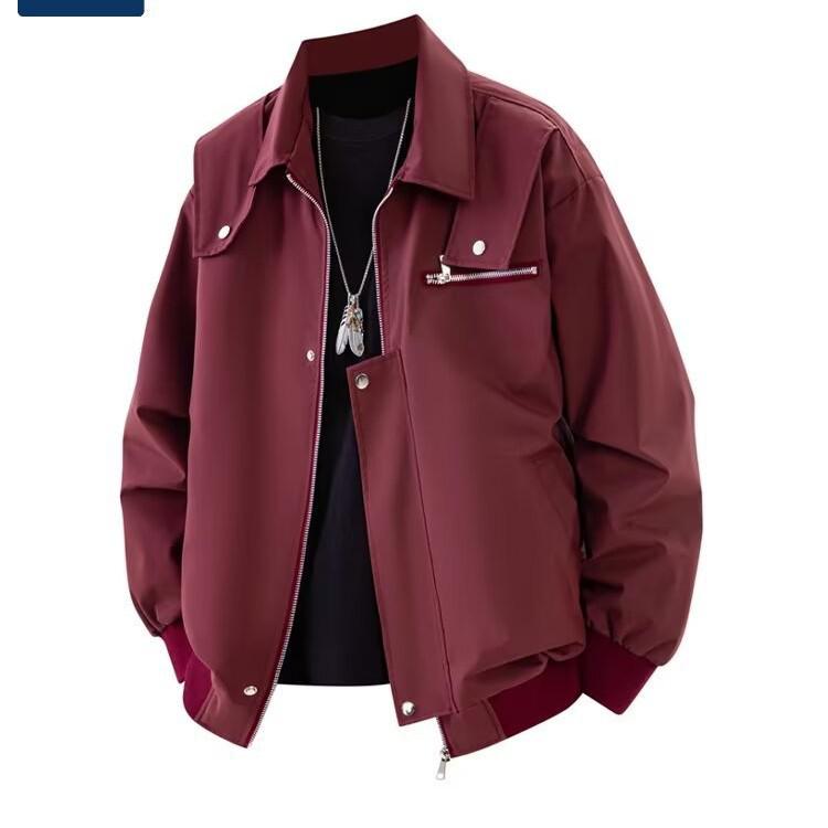 Herren Retro Amerikanischer Arbeitskleidung Windbreaker: Herbst Hipster Collegejacke