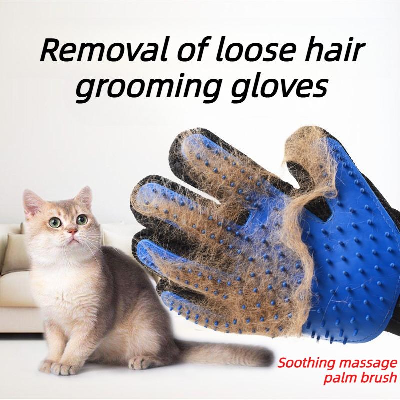 Pet Hair Removal Grooming Gloves Rubber Massage Brushes Effective Cat Fur Cleaning Tool for Daily Cat Care and Grooming Supplies