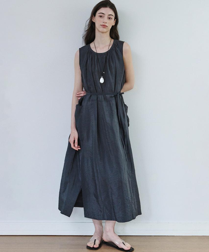 Marop 7106 Sleeveless Long Dress (Dark Gray)