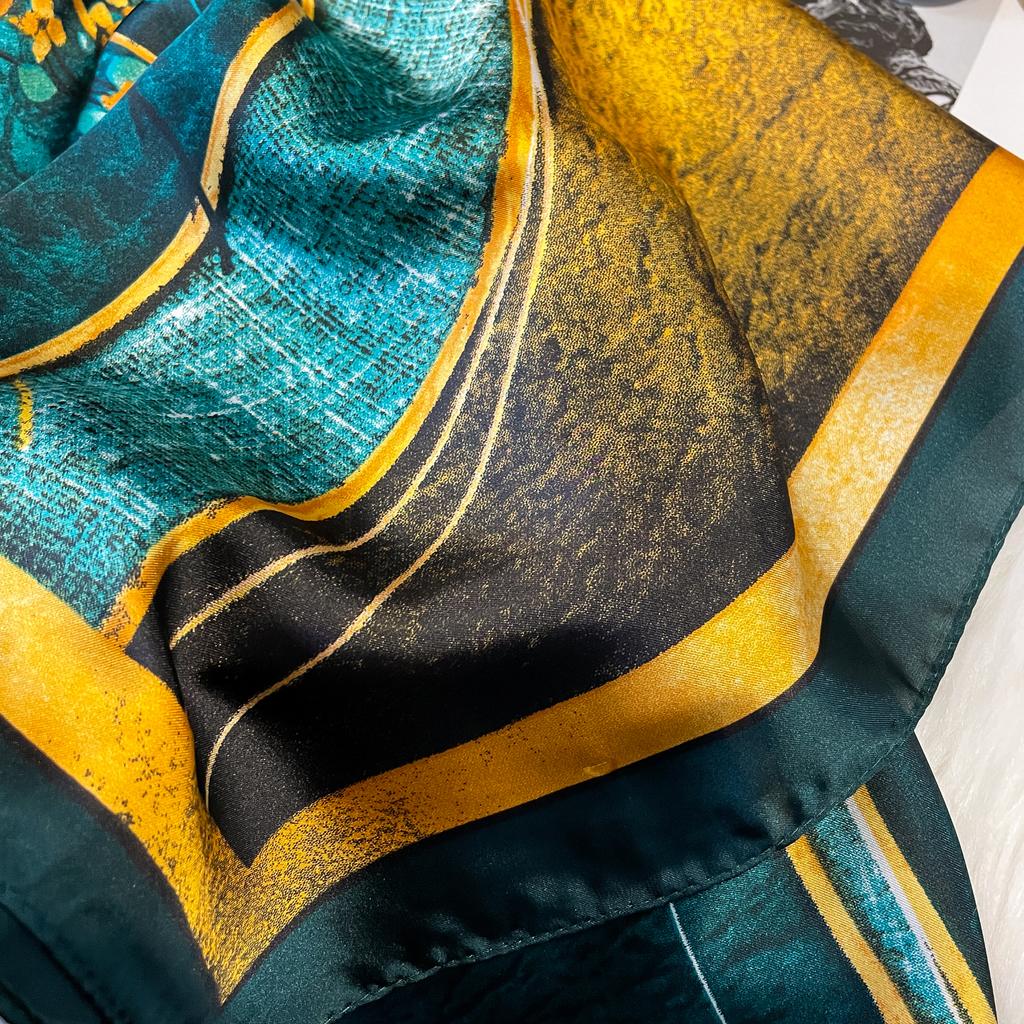 Luxury Fashion Print 70*70cm Silk Square Scarf Women Soft Satin Hairband Neckerchief Tie Female Headband Foulard Bag Ribbon