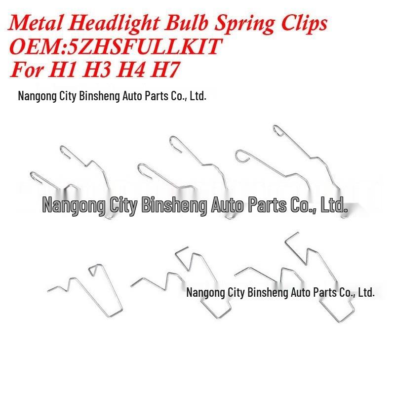 Compatible Car Headlight Bulb Retainer Spring Clip for H1 H3 H4 H7 - 5ZHSFULLKIT 6 Pieces