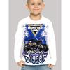 Children's Truck 3D Digital Printed Boy's Fun and Fashionable Round Neck Long Sleeved T-shirt