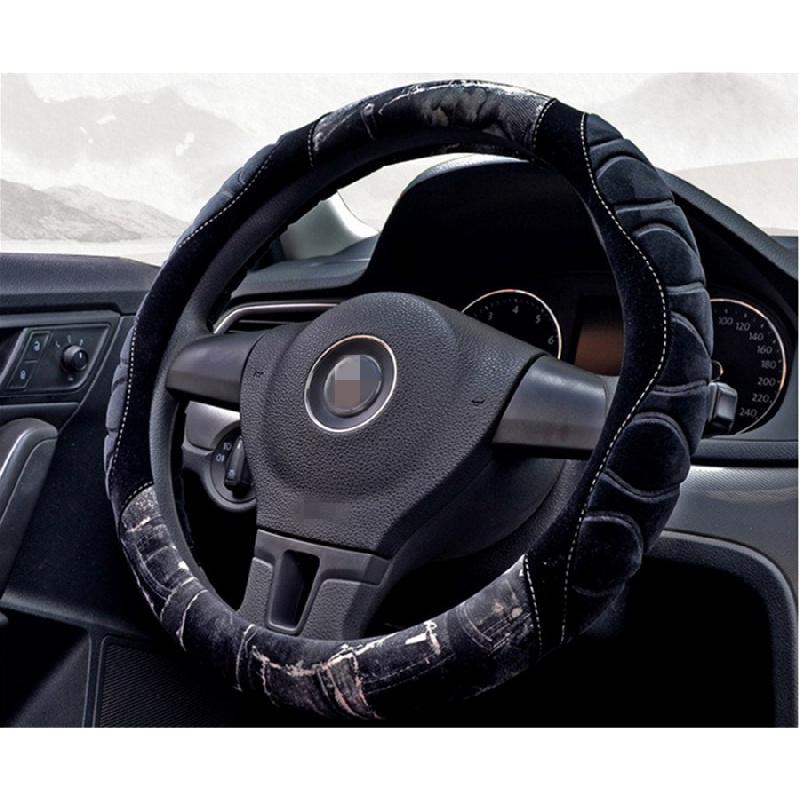Nytt Universellt Kort Plysch Rattöverdrag Flockning Bilhandtag Varmt och Halkfritt