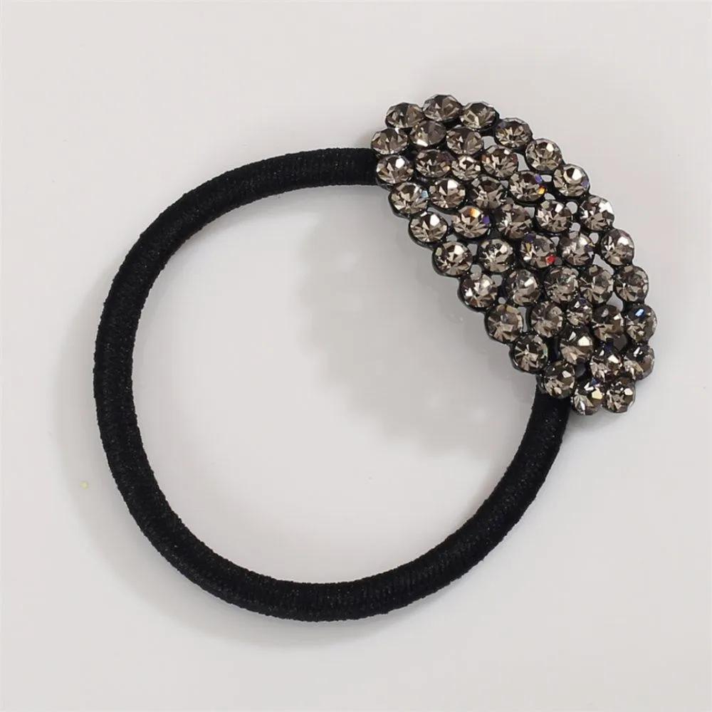 Angel Shushu Crystal Round Cubic Hair Tie Black Stingless Hair Tie Black Hair Tie Scrunchie