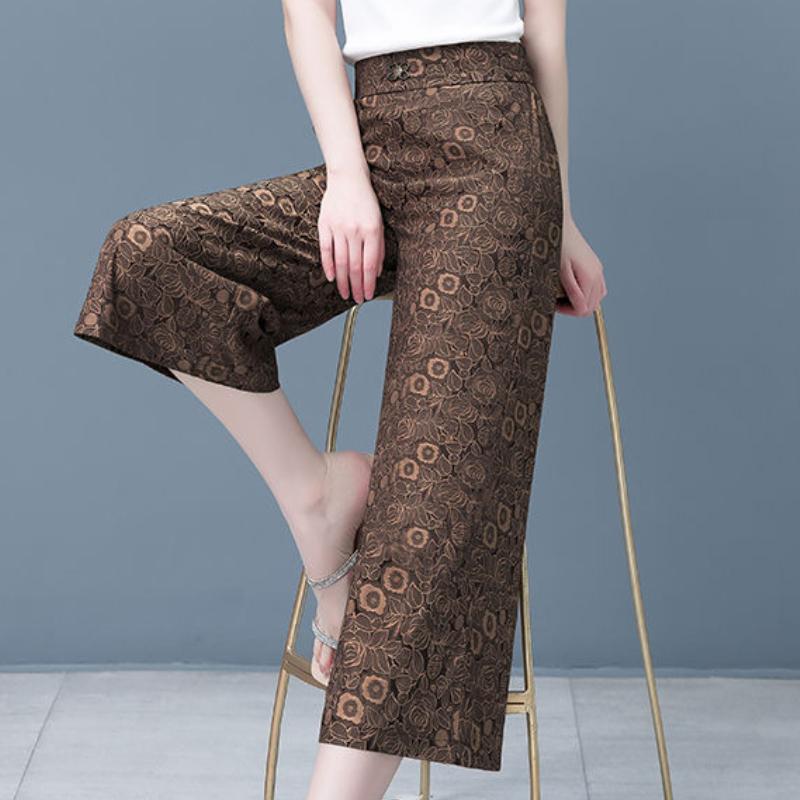 Pantaloni Larghi Estivi da Donna in Seta di Ghiaccio, Nuovi, Patchwork, Vita Alta, Tasche, Moda, Tinta Unita, Vestibilità Larga, Minimalisti, Casual, Versatili