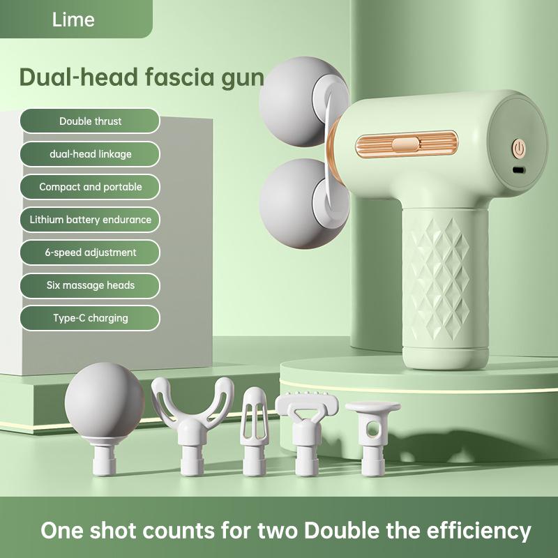 Dual-Head Fascia Gun: Compact Muscle Massager with LED Display for Neck and Spine Relaxation