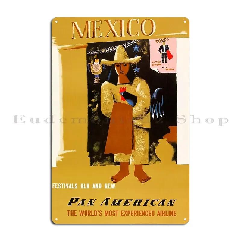 Mexico Vintage Travel Poster Metal Plaque Poster Painting Create Wall Pub Pub Mural Tin Sign Poster 20x30cm(7.8x11.8inch)