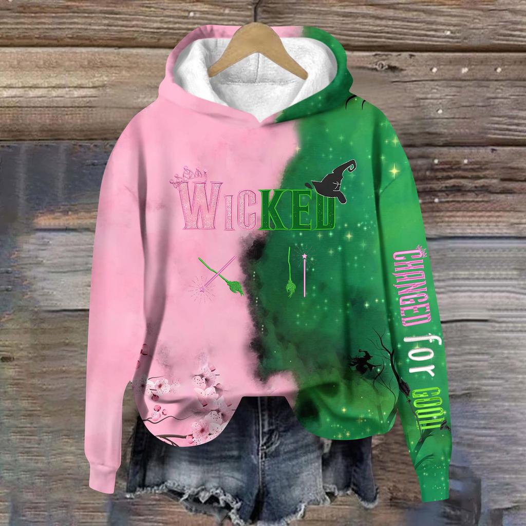 Damen Casual Mode Wein Türkei Familie Thanksgiving Print Langarm Rundhals Pullover Kapuzenpullover