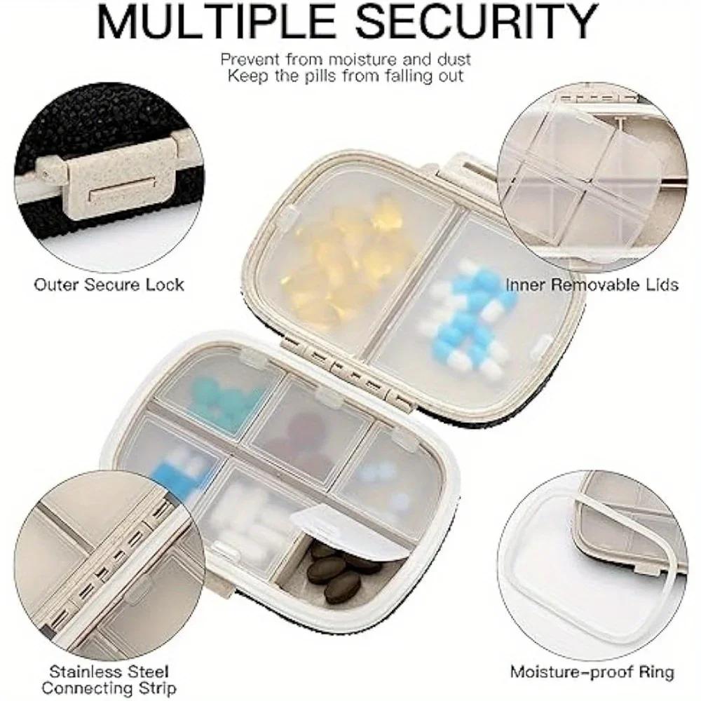 Bling Pill Organizer with 8 Compartments Portable Pill Case Crystal Diamond Small Pill Container Daily Pill Organizer Container