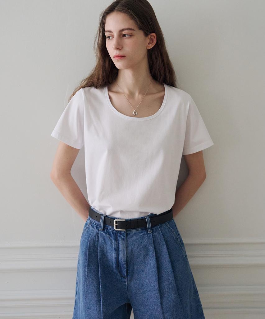 Deuloupisumeon Supima Silket U-Neck Short Sleeve T-Shirt [Navy]