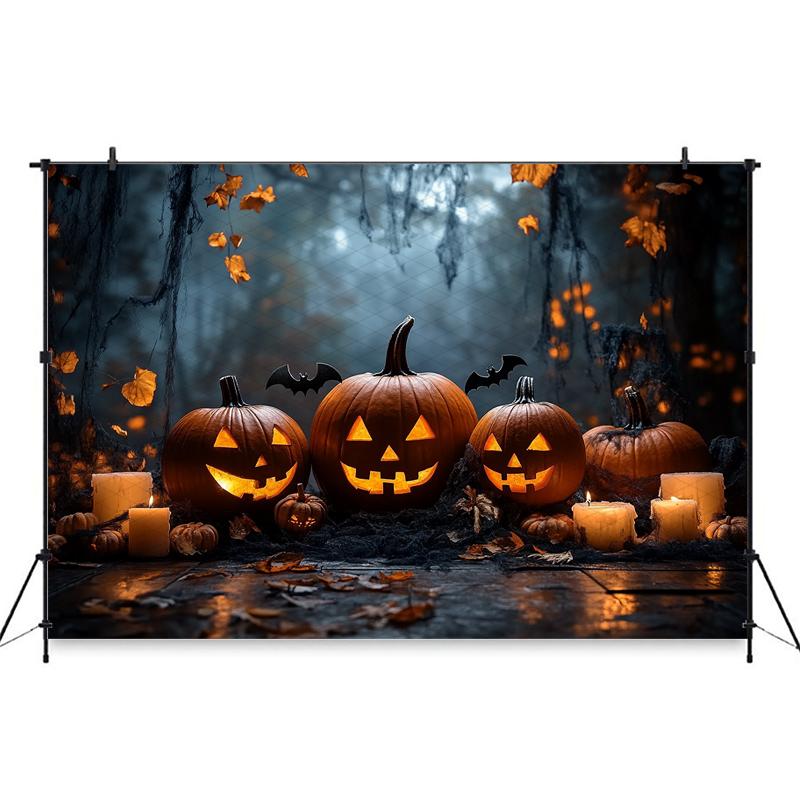 Halloween Background For Photography Night Forest Candle Autumn Pumpkin Party Backdrop Baby Shooting Props Decorations Photozone