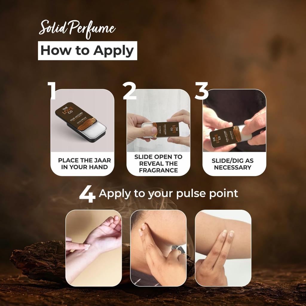 Oud Accord Solid Perfume for Men & Women | Long-Lasting Fragrance Balm | Alcohol-Free, Travel-Friendly, Pocket Perfume Stick | Luxury Scent - 12gm